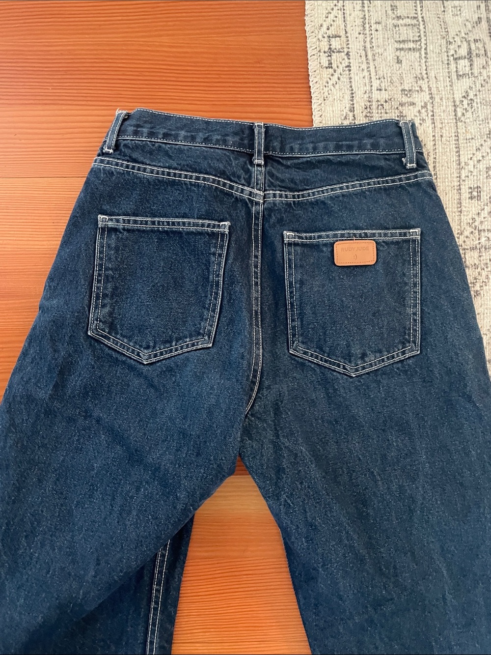Rudy Jude Indigo Blue Denim Jeans with Branded Brass Button - Picture 5 of 6